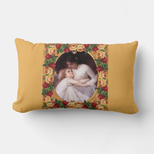 コラージュヴィンテージレトロとレースと花 ランバークッション (正面)