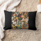 コラージュヴィンテージレトロとレースと花 ランバークッション (ブランケット)