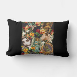 コラージュヴィンテージレトロとレースと花 ランバークッション