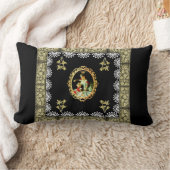 コラージュヴィンテージレトロとレースと花 ランバークッション (ブランケット)