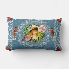 コラージュヴィンテージレトロとレースと花 ランバークッション