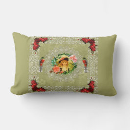 コラージュヴィンテージレトロとレースと花 ランバークッション