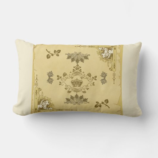コラージュヴィンテージレトロとレースと花 ランバークッション (正面)