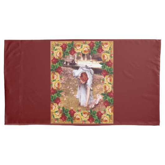 コラージュヴィンテージレトロとレースと花 枕カバー (正面左)