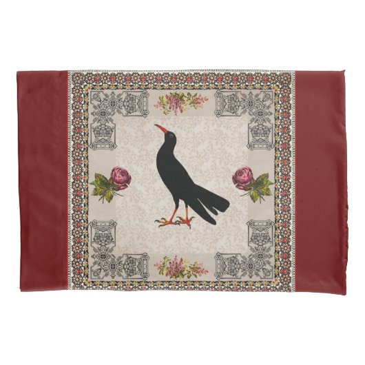 コラージュヴィンテージレトロとレースと花 枕カバー (正面左)