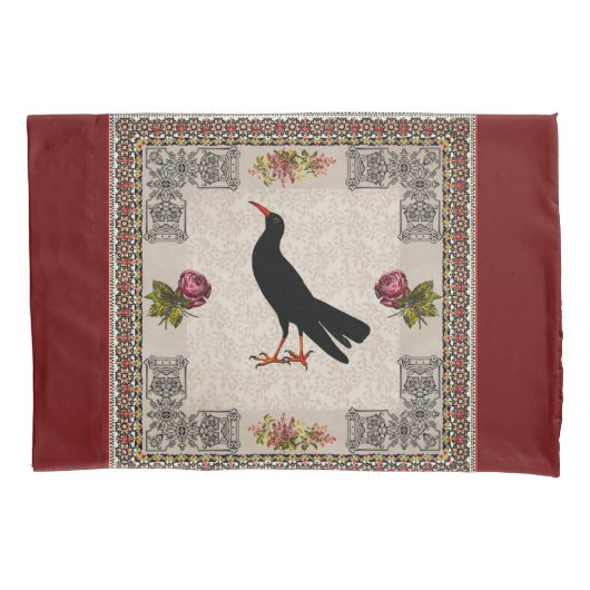 コラージュヴィンテージレトロとレースと花 枕カバー (正面)