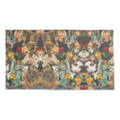 コラージュヴィンテージレトロとレースと花 枕カバー (裏面-左)