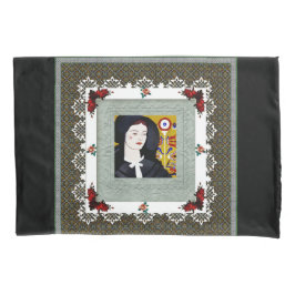 コラージュヴィンテージレトロとレースと花 枕カバー