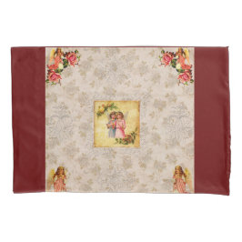 コラージュヴィンテージレトロとレースと花 枕カバー