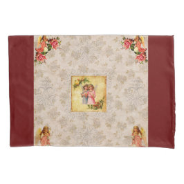 コラージュヴィンテージレトロとレースと花 枕カバー