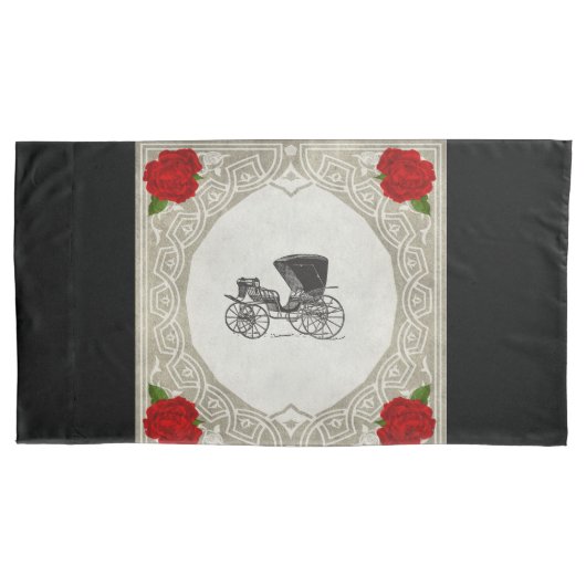 コラージュヴィンテージレトロとレースと花 枕カバー (正面左)