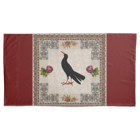 コラージュヴィンテージレトロとレースと花 枕カバー (正面)