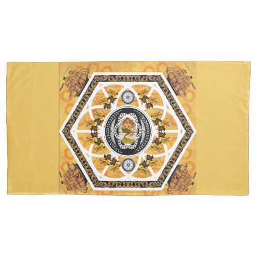 コラージュヴィンテージレトロとレースと花 枕カバー (正面)