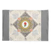 コラージュヴィンテージレトロとレースと花 枕カバー (裏面)