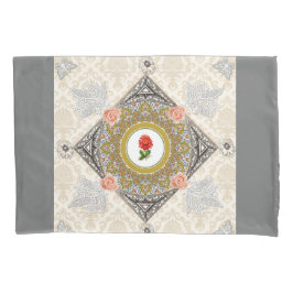 コラージュヴィンテージレトロとレースと花 枕カバー