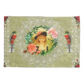 コラージュヴィンテージレトロとレースと花 枕カバー (裏面-左)