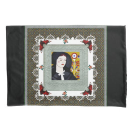 コラージュヴィンテージレトロとレースと花 枕カバー