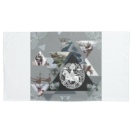 コラージュヴィンテージレトロとレースと花 枕カバー (正面)