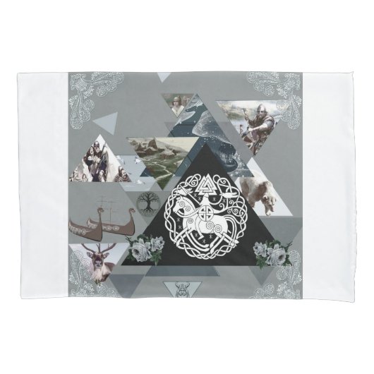 コラージュヴィンテージレトロとレースと花 枕カバー (正面左)