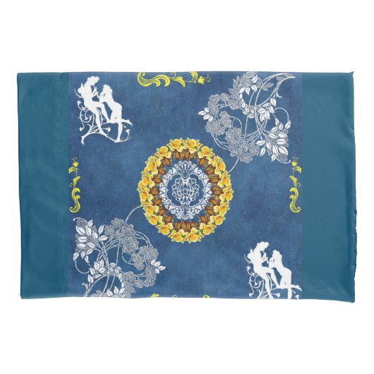 コラージュヴィンテージレトロとレースと花 枕カバー (正面)