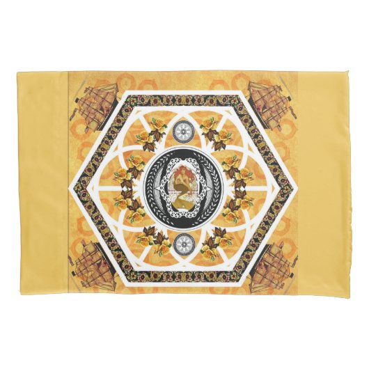 コラージュヴィンテージレトロとレースと花 枕カバー (正面左)