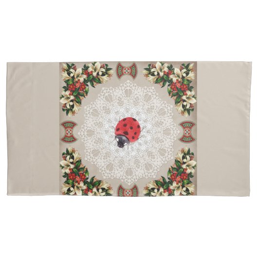 コラージュヴィンテージレトロとレースと花 枕カバー (正面左)