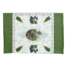 コラージュヴィンテージレトロとレースと花 枕カバー