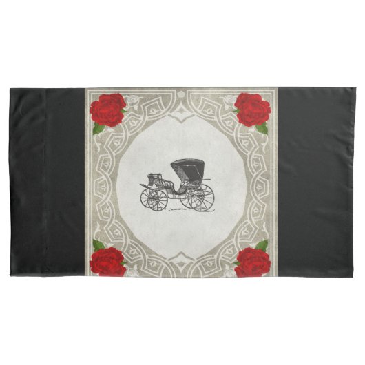 コラージュヴィンテージレトロとレースと花 枕カバー (正面)