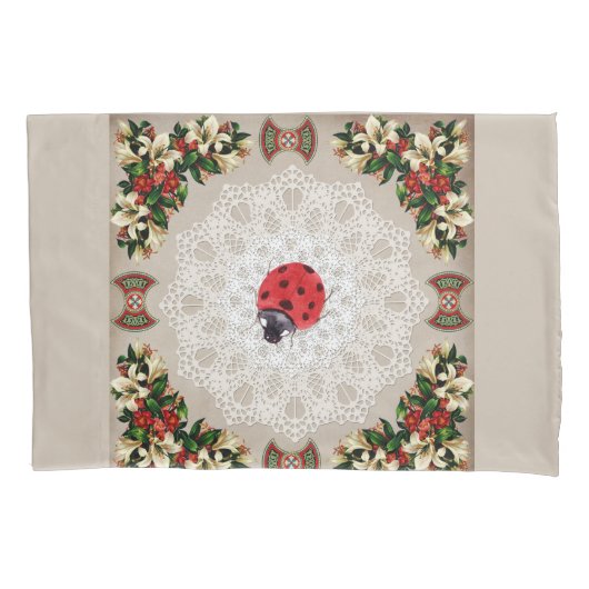 コラージュヴィンテージレトロとレースと花 枕カバー (正面左)