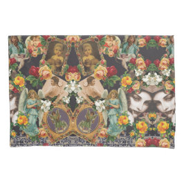 コラージュヴィンテージレトロとレースと花 枕カバー