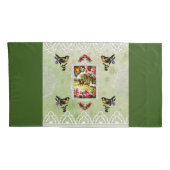 コラージュヴィンテージレトロとレースと花 枕カバー (裏面-右)