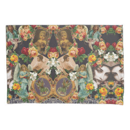 コラージュヴィンテージレトロとレースと花 枕カバー