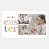 コラージュ写真とカラフル復活祭 |ホリデーギフト 長方形シール (正面)