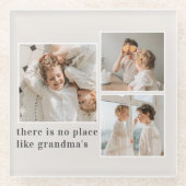 コラージュ写真と引用文最高のおばあちゃんギフト ガラスコースター (正面)