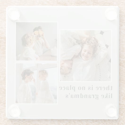 コラージュ写真と引用文最高のおばあちゃんギフト ガラスコースター (裏面)