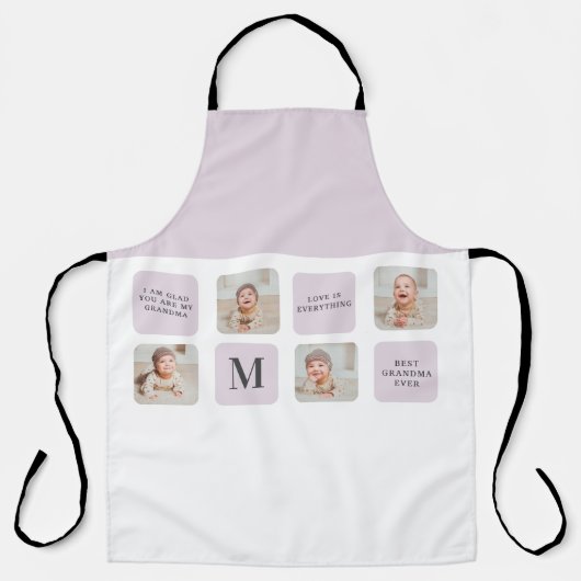 コラージュ写真と最高のおばあちゃんが今ま最高ので紫の贈り物 エプロン (正面)