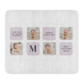 コラージュ写真と最高のおばあちゃんが今ま最高ので紫の贈り物 カッティングボード (正面)