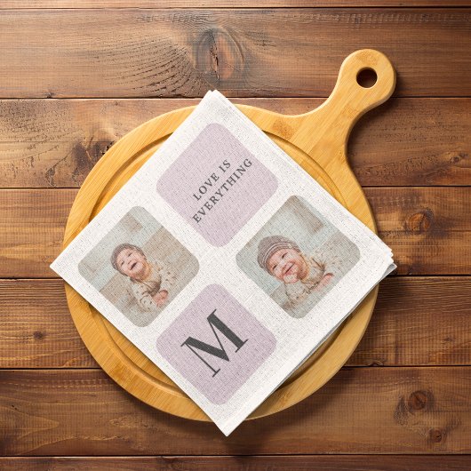 コラージュ写真と最高のおばあちゃんが今ま最高ので紫の贈り物 キッチンタオル