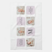 コラージュ写真と最高のおばあちゃんが今ま最高ので紫の贈り物 キッチンタオル (縦)