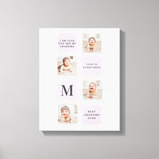 コラージュ写真と最高のおばあちゃんが今ま最高ので紫の贈り物 キャンバスプリント (正面)