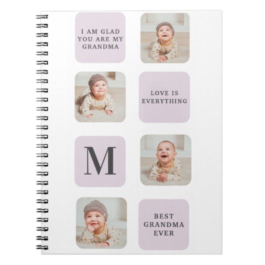 コラージュ写真と最高のおばあちゃんが今ま最高ので紫の贈り物 ノートブック (正面)