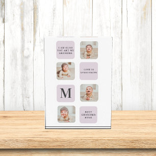 コラージュ写真と最高のおばあちゃんが今ま最高ので紫の贈り物 フォトブロック