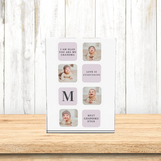 コラージュ写真と最高のおばあちゃんが今ま最高ので紫の贈り物 フォトブロック