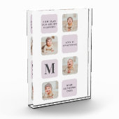 コラージュ写真と最高のおばあちゃんが今ま最高ので紫の贈り物 フォトブロック (左)