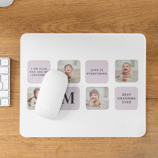 コラージュ写真と最高のおばあちゃんが今ま最高ので紫の贈り物 マウスパッド