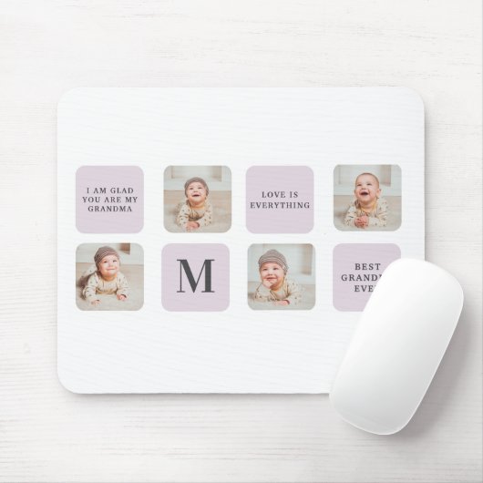 コラージュ写真と最高のおばあちゃんが今ま最高ので紫の贈り物 マウスパッド (マウス)