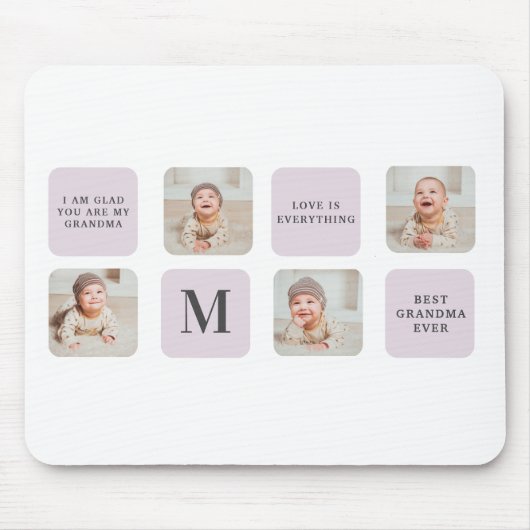 コラージュ写真と最高のおばあちゃんが今ま最高ので紫の贈り物 マウスパッド (正面)