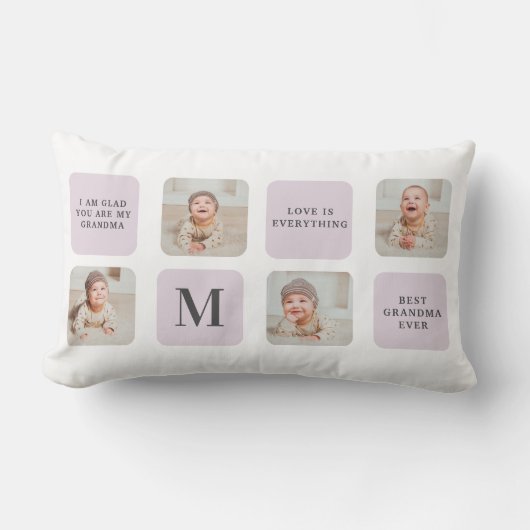 コラージュ写真と最高のおばあちゃんが今ま最高ので紫の贈り物 ランバークッション (正面)
