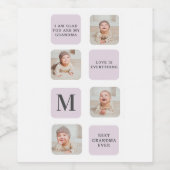 コラージュ写真と最高のおばあちゃんが今ま最高ので紫の贈り物 ワインラベル (シングルラベル)