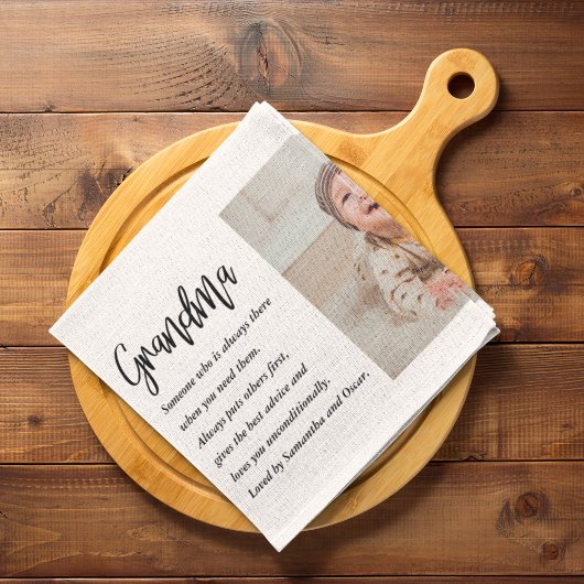 コラージュ写真と最高のおばあちゃんエバー最高の美しいプレゼント キッチンタオル